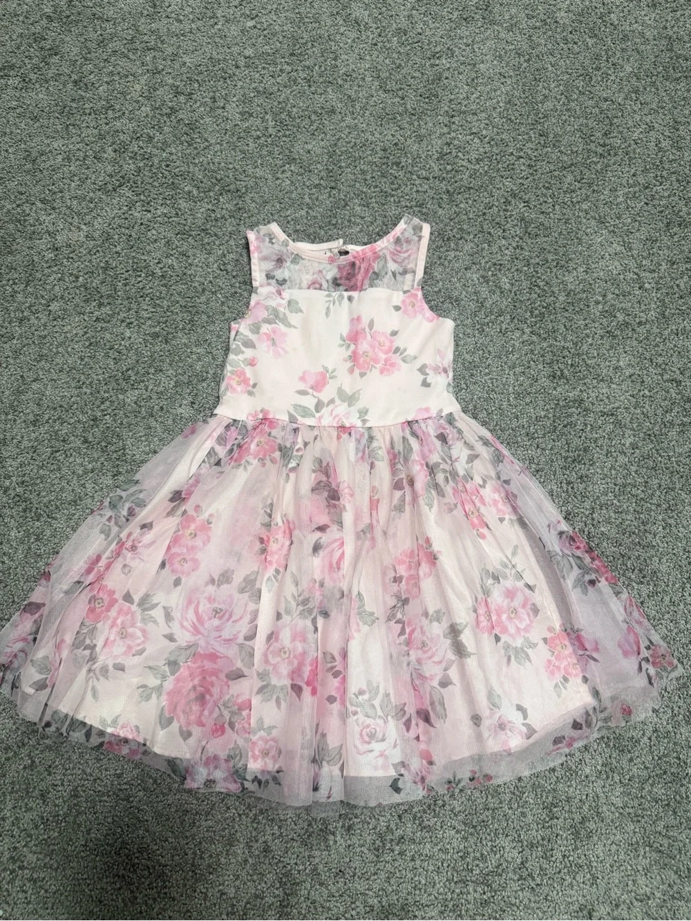 Girls' Pink Floral Tulle Party Dress